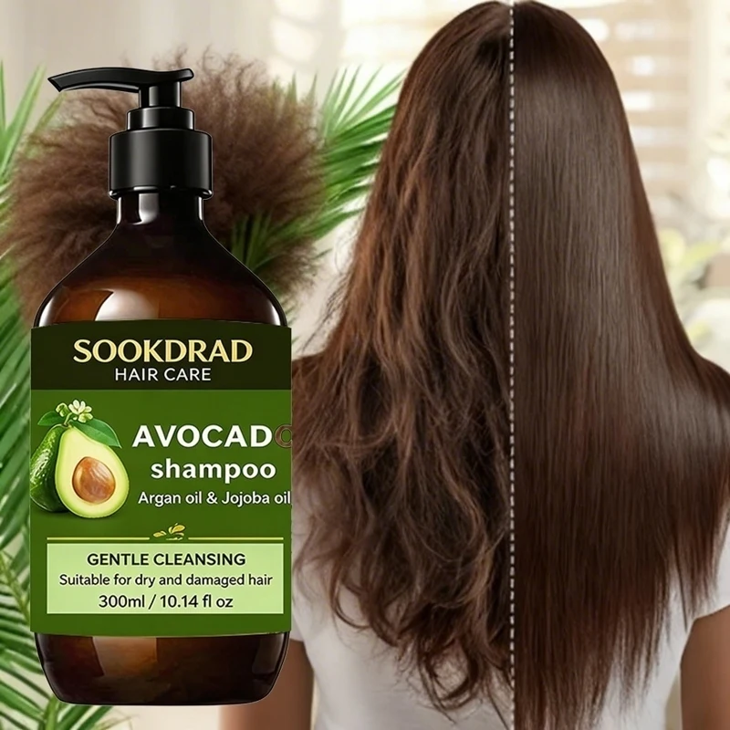 Natural Avocado Shampoo With Argan Oil Jojoba Oil Nourish Soft Hair 300ml