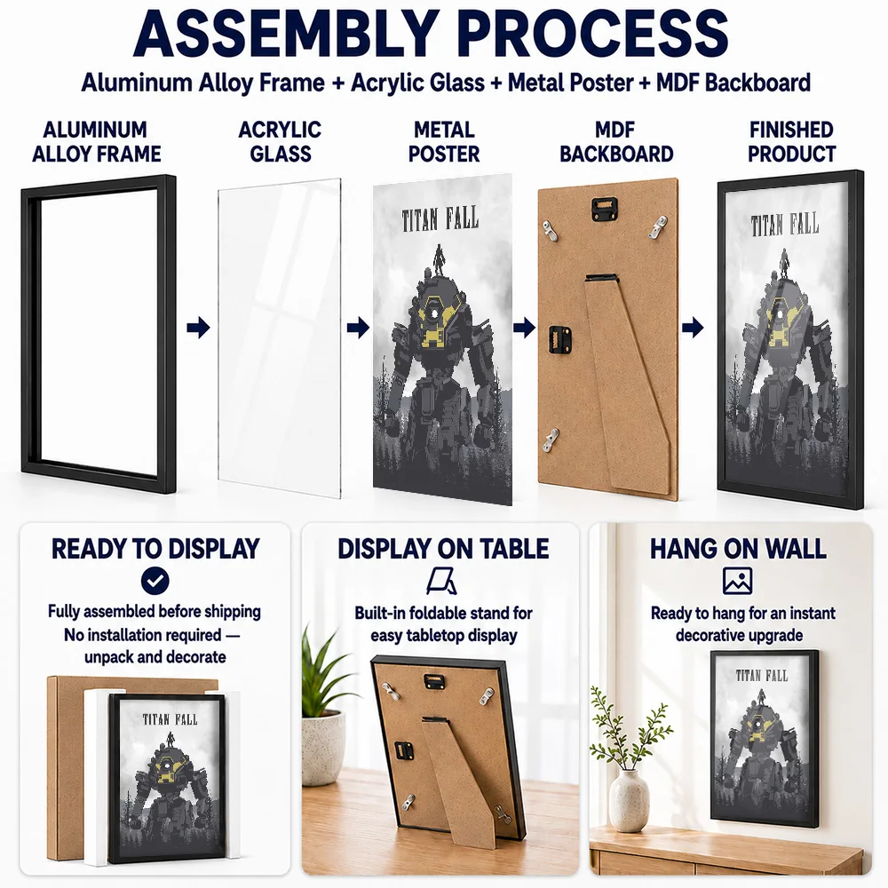 Titanfall Framed Aluminum Metal Posters Customized Photo Video Game Theme Wall Art For Recreation Room Gaming Enthusiast Gift