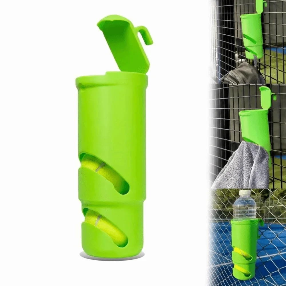 Multifunctional Tennis Fence Storage Bracket Plastic Green Tennis Ball Storage Rack Towels Can Be Hung Tennis Storage Box