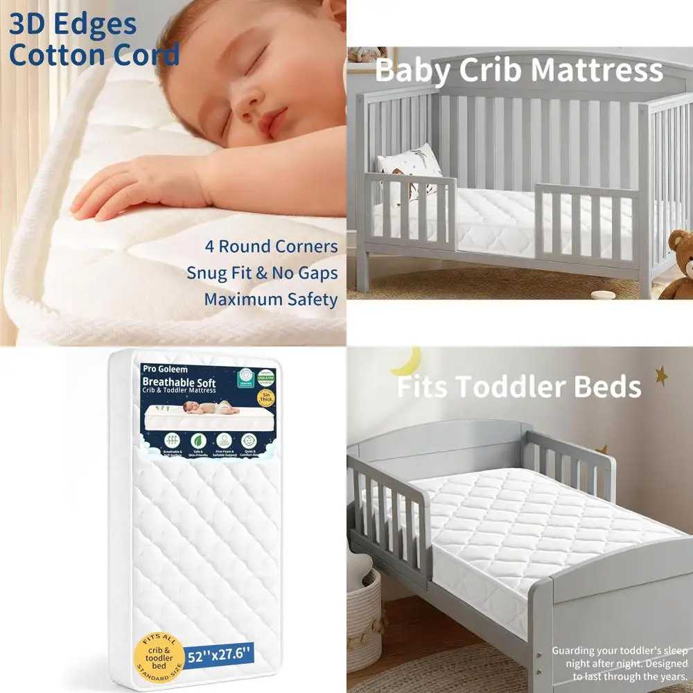 

Двусторонний дышащий матрас для детской кроватки — 52x28 дюймов, 5-слойный толстый пенополиуретан, премиальный топпер для детских кроваток полноразмерного размера и кроватей для малышей