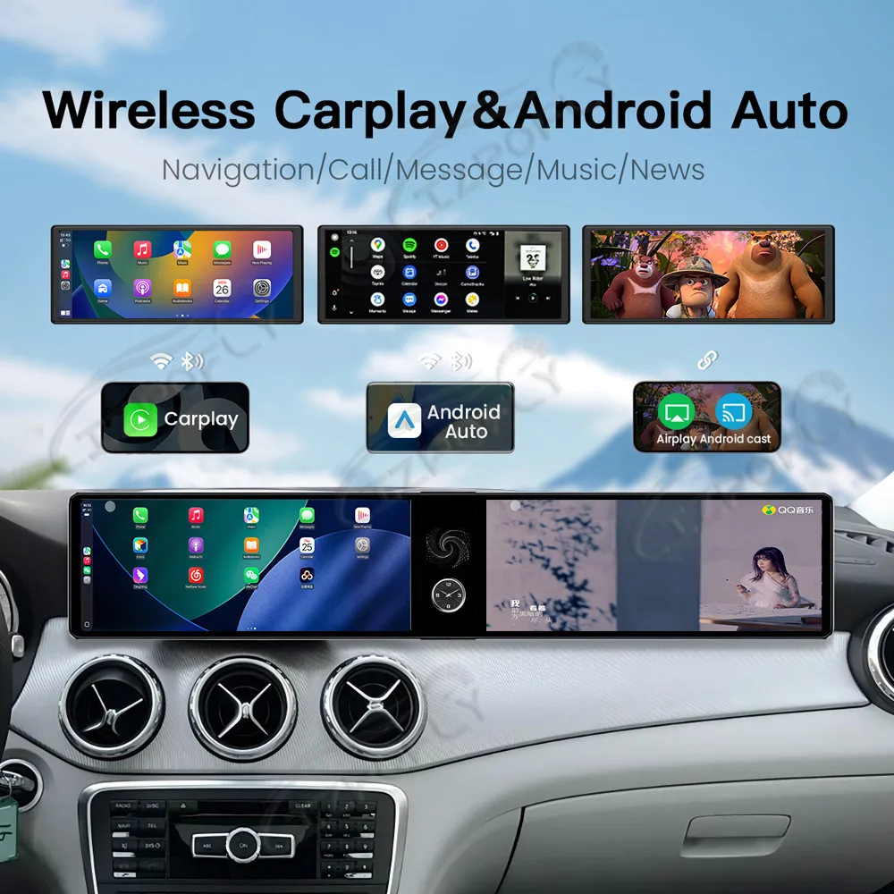 High-Resolution Dual 12.3 Inch Car Radio With Carplay GPS Navigation For Mercedes GLA 200/250 2013-2015 Dual-Screen Accessory