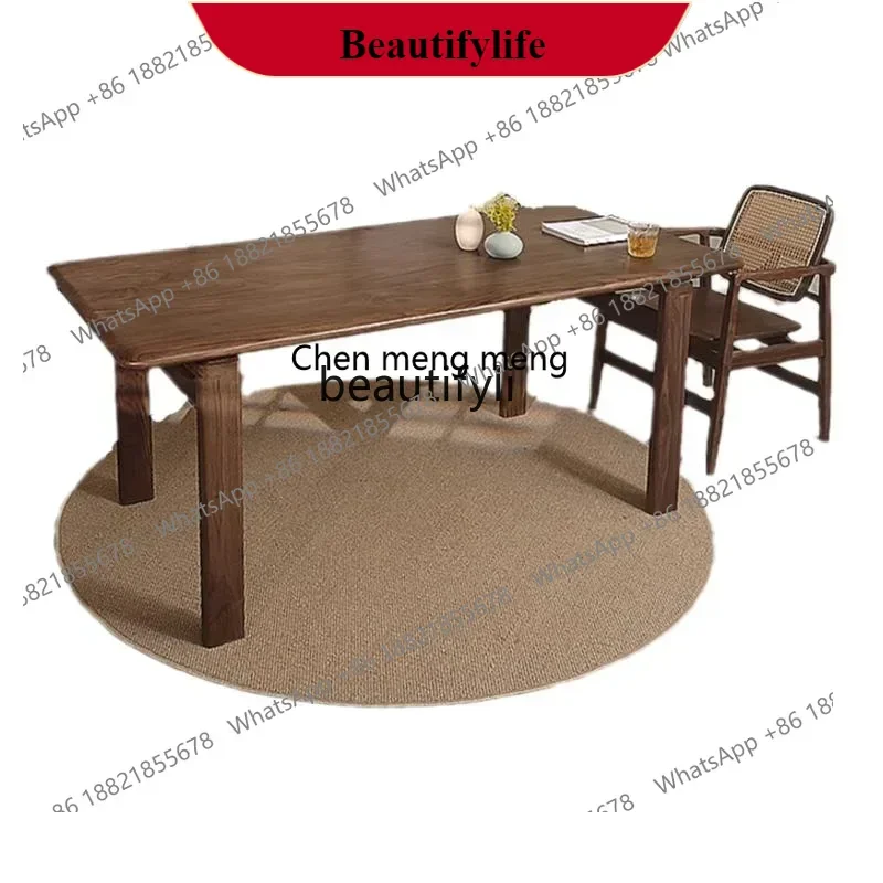 G153 Nordic Small Apartment Home Dining Table Light Luxury All Solid Wood Long Table Workbench Simple Dining Table Creative Desk