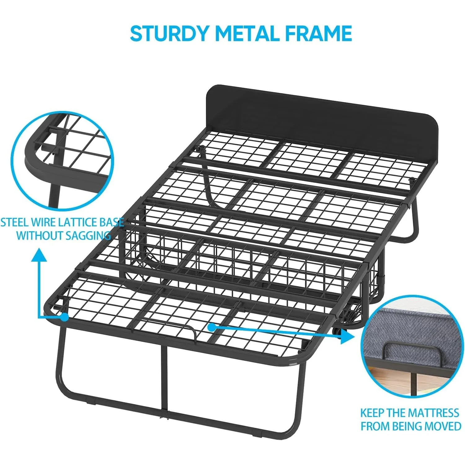 Folding Bed, 75" x 31" Rollaway Bed with 5" Mattress for Adults, Headboard & Dustproof Cover & Storage, Customized image 6
