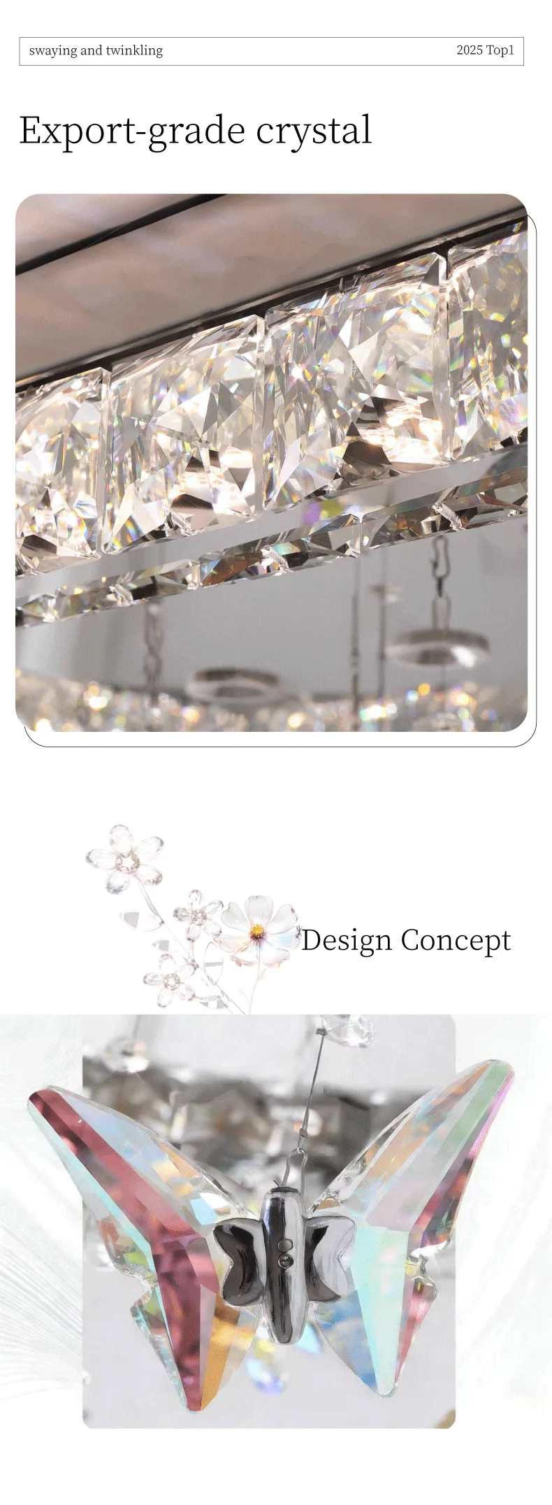 Bedroom Crystal LED Ceiling Lamp Living Room Steel