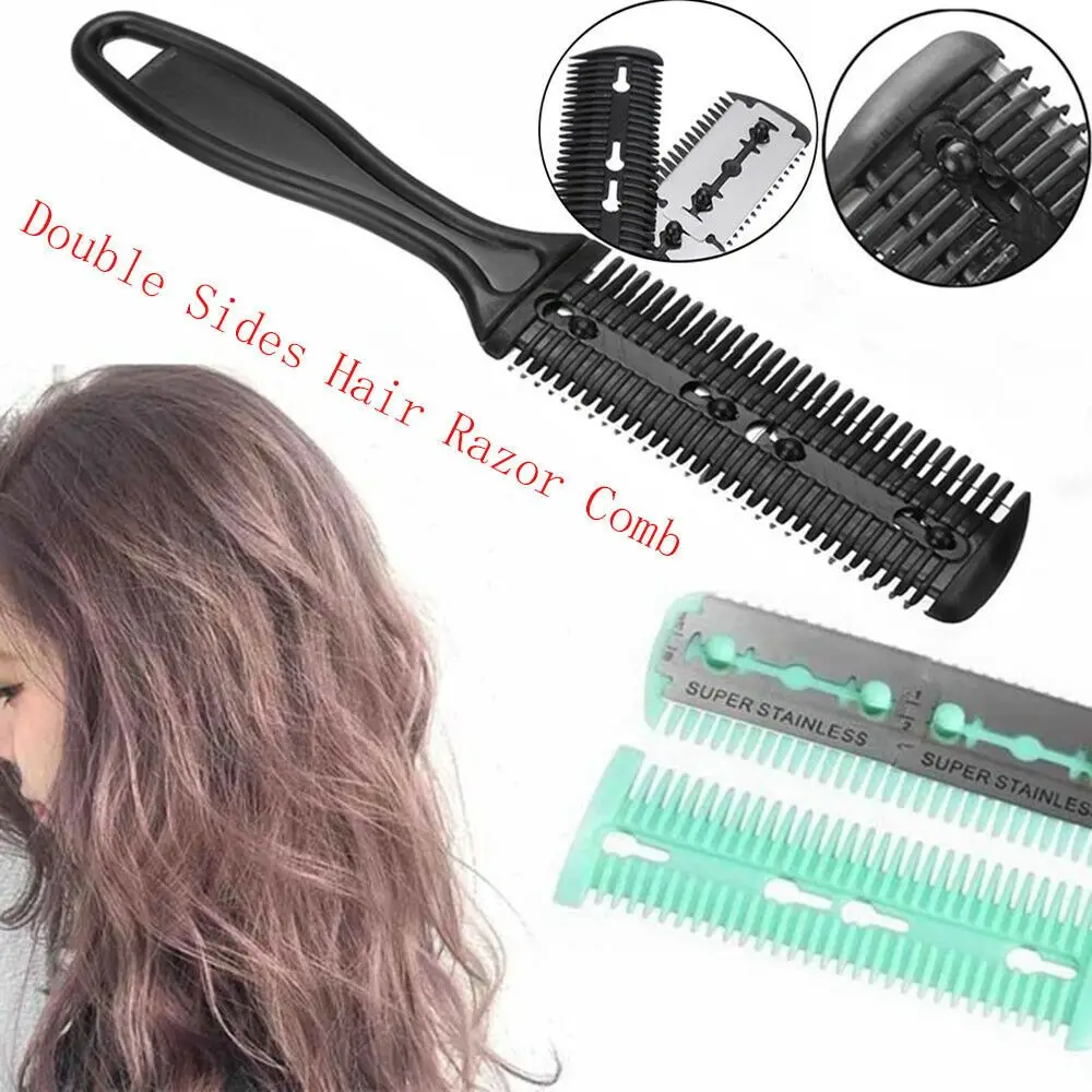 Hot Random Color Hairdressing Professional Trimmer Hair Razor Comb Double Sides Hairdressing Thinning