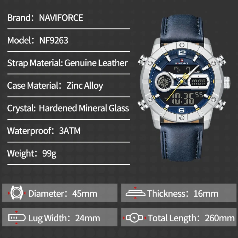 Analog-Digital Quartz Watch, Chronograph, Alarm, Calendar, 45mm Case SKMEI 2603 New fashion electronic quartz Leisure watch  main image 3