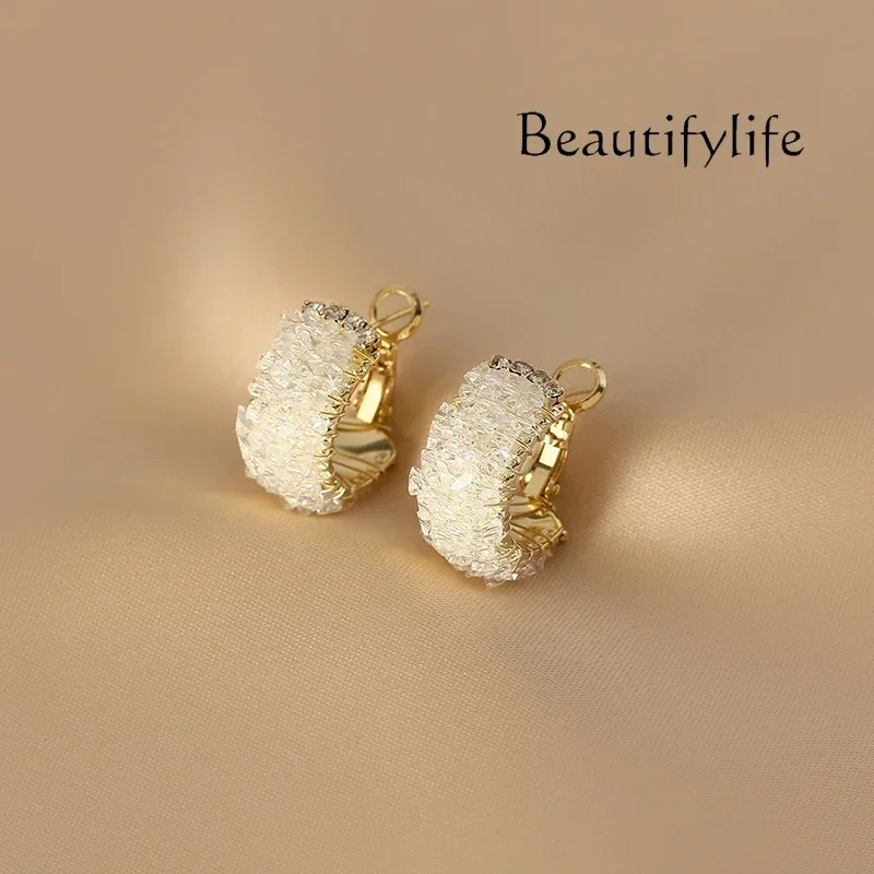 Floral C- Shaped Earrings Female Suitable for Summer Earrings High Sense Light Luxury Minority Exquisite Ear Clip