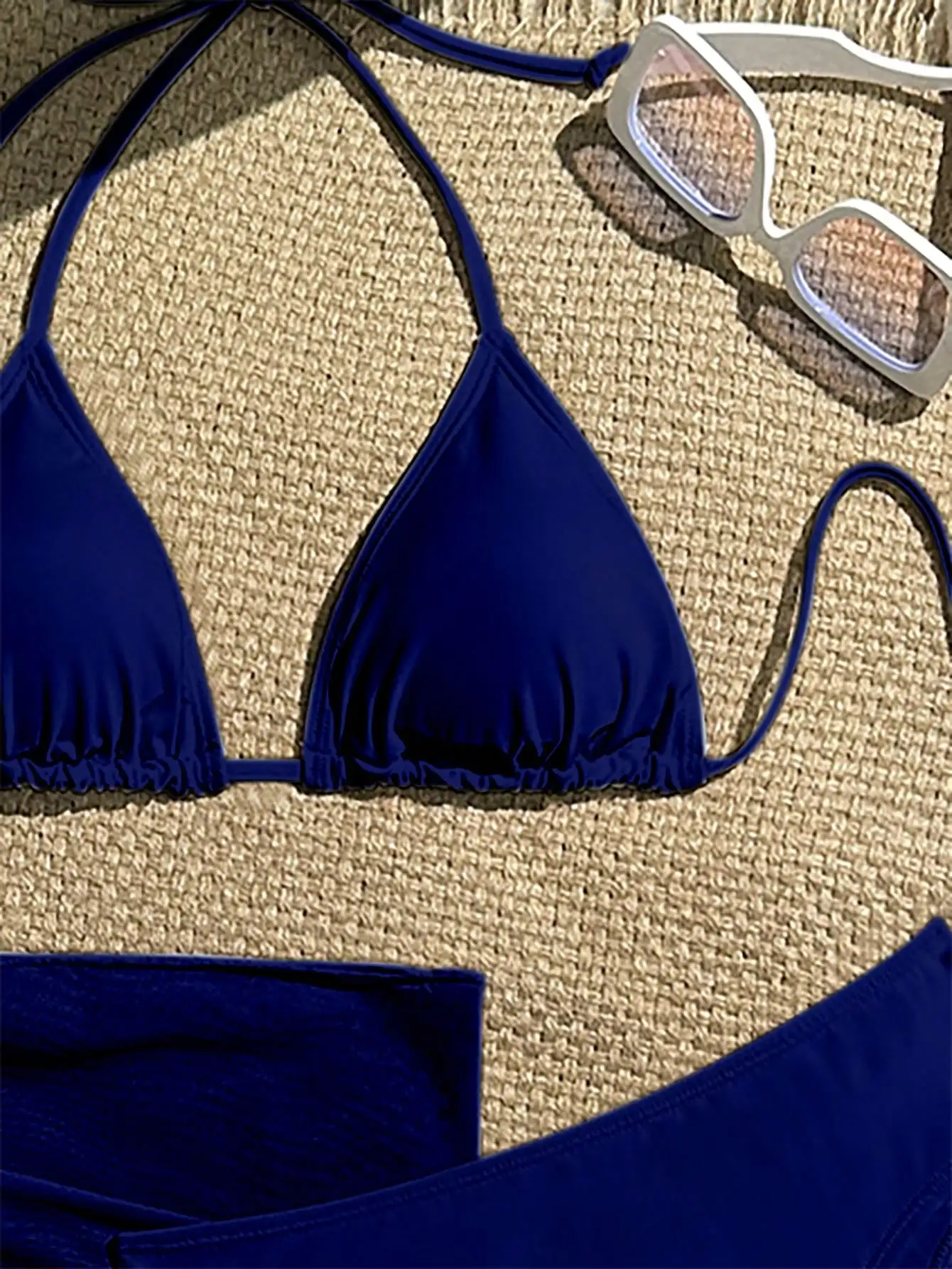 

3 Piece Solid Color Bikini Set For Beach Holiday Summer Vacation