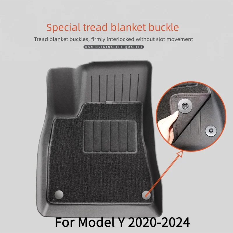 

For Tesla Model Y 2020-2024 TPE Floor Mats All Weather Full Set Waterproof Front Rear Trunk Mat Rear-seat Back Anti Skid