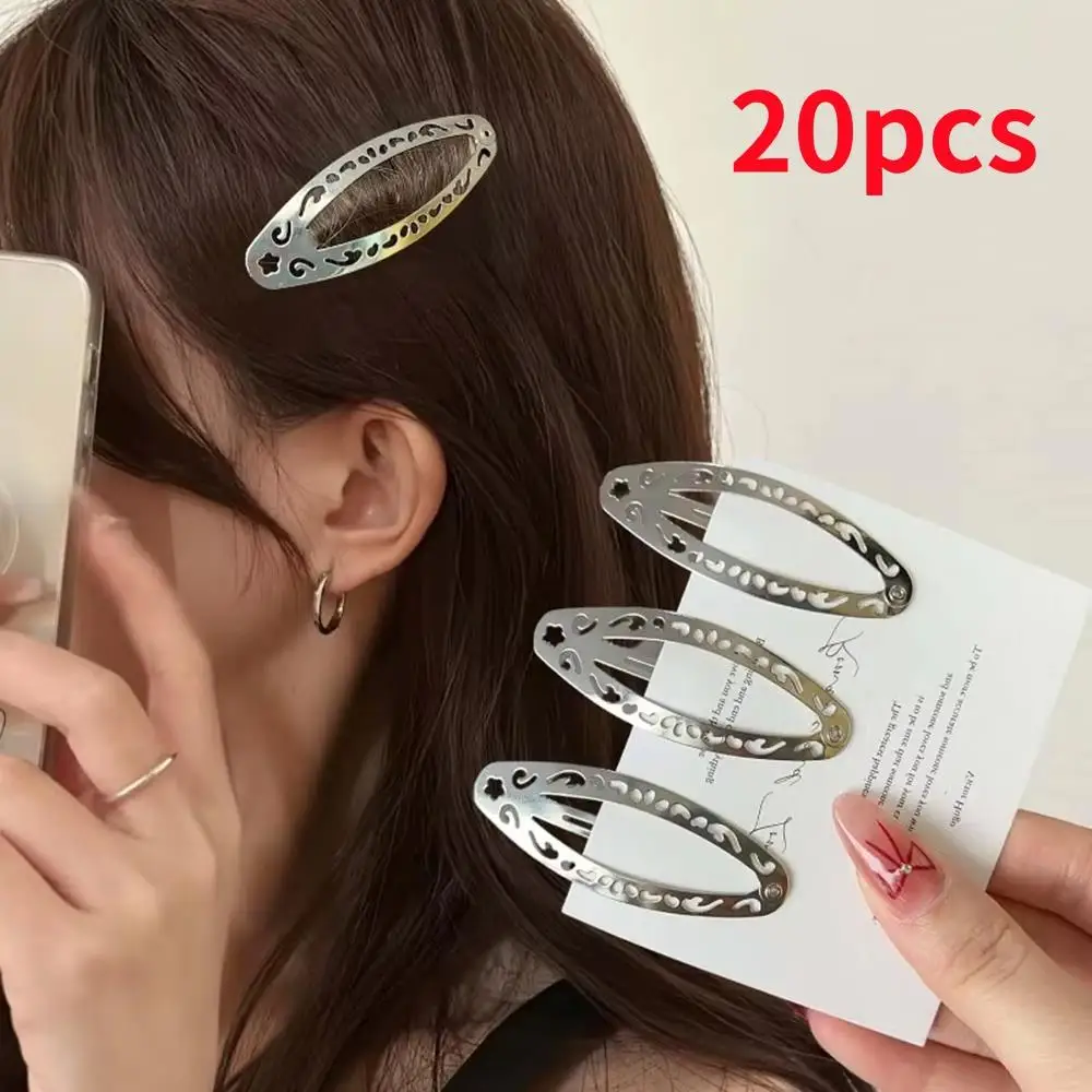 

20 шт., винтажные полые заколки для волос Y2K, геометрические овальные заколки для девочек, металлические боковые заколки в стиле панк, BB, корейские аксессуары для волос