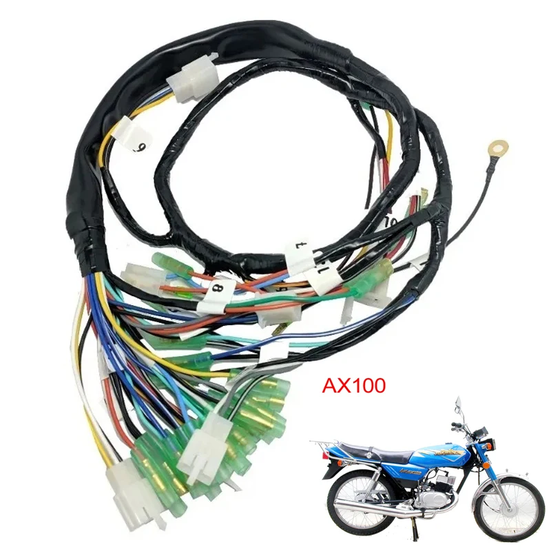 

Motorcycle Electrical Wiring Harness Wire For Suzuki Haojue Qingqi Jingcheng of AX100 A100 JC100 HJ100 100cc Motorbike Main Wire