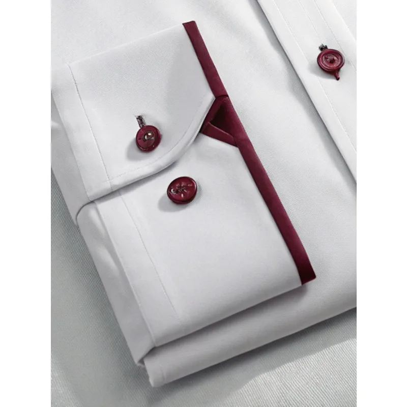 Kemeja Putih Pria Baru 2025 Kemeja Elastis Pria Pakaian Jalanan Kasual Empat Musim Lengan Panjang Mode