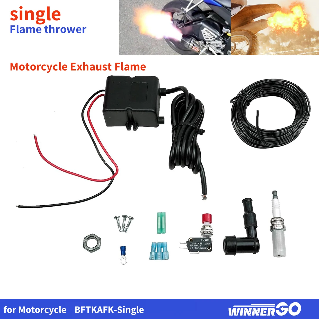 Motorcycles Exhaust Flame Set Single Flamethrower for Car Truck Flame Thrower BFTKAFK-Single Suit for Motorcycle Racing Bike