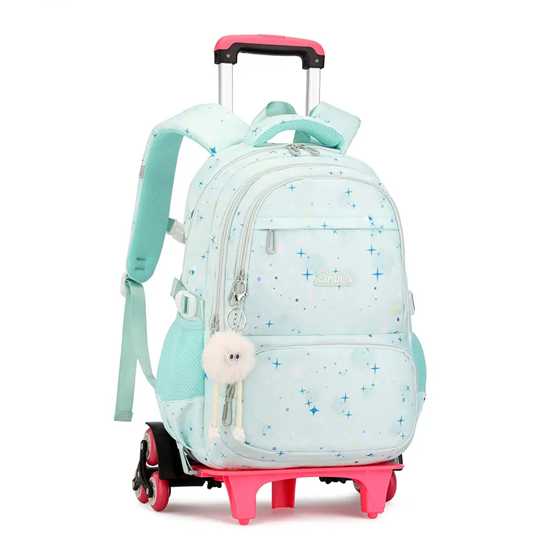 School Backpack With pendant Rolling Backpack for Girls Students Wheeled Backpack Trolley School Bag With Wheels Travel Luggage