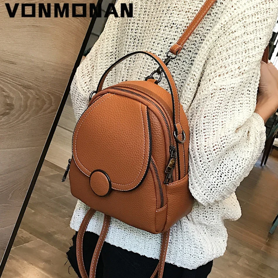 

New Designer Fashion Women Leather Backpack Mini Soft Touch Multi-Function Small Rucksack Female Ladies Shoulder Bag Girl Purse