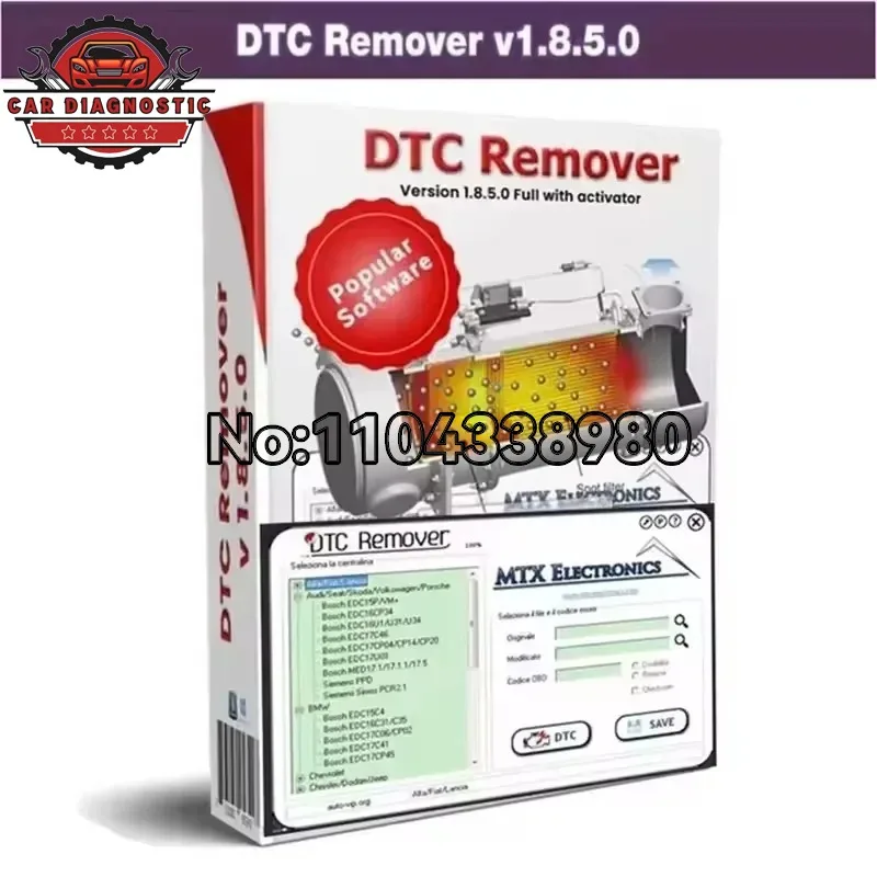Hot For KESS KTAG FGTECH OBD2 Software MTX DTC Remover 1.8.5.0 With Keygen+9 Extra ECU Tuning SW Software ECU Fault Code Remover