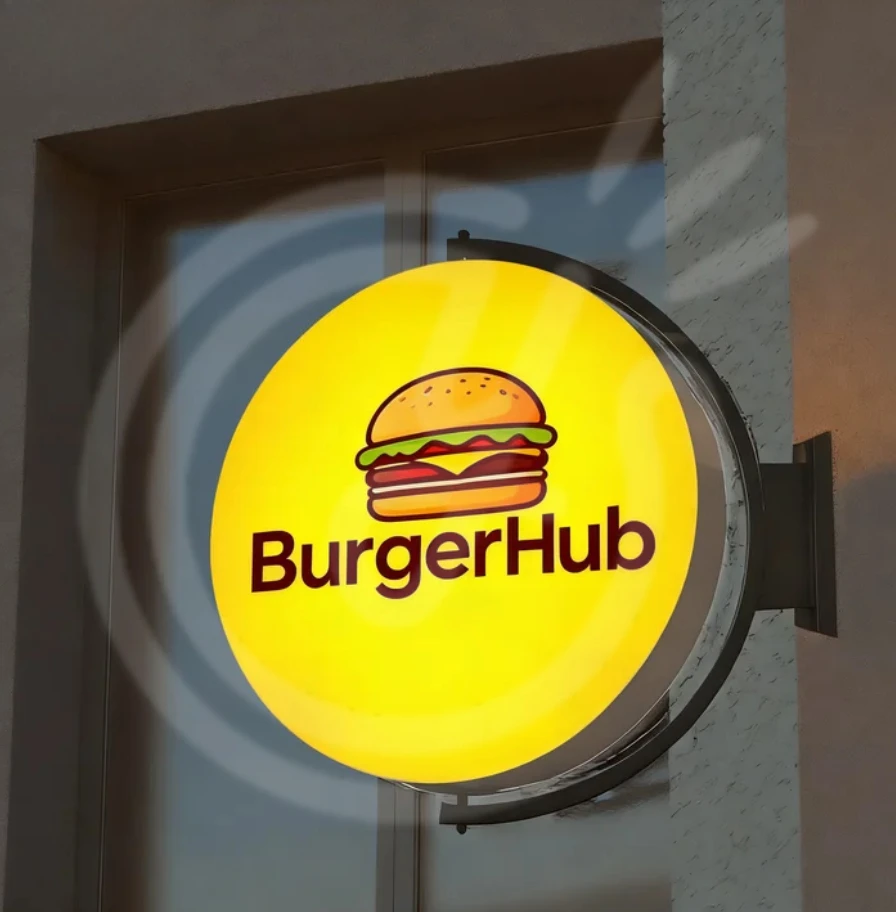 맞춤형 비즈니스 간판 가정용 조명 로고 아크릴 LED 360도 회전 박스 야외 간판 조명 간판 방수 가정 상점용