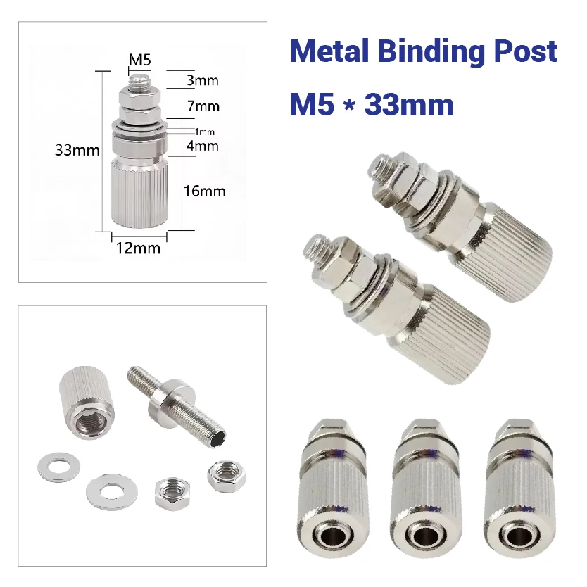 

Банановая розетка 4 мм, никелированная клемма для проводки, переплетная стойка M5 * 33, высокий ток