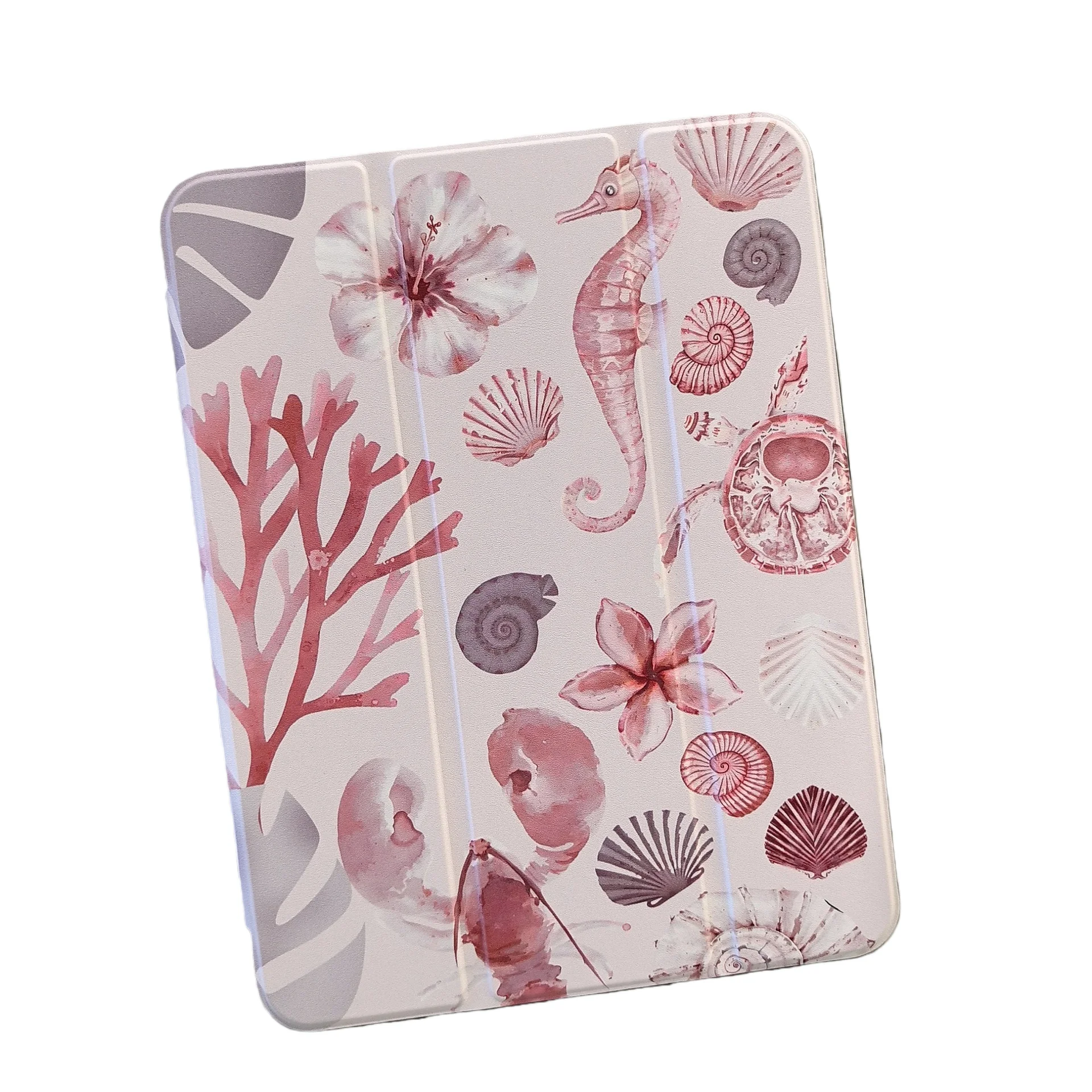 Pink Coral Pen Slot Tablet Case For iPad Mini 6 7 Pro 2025 2024 2022 2021 2020 2019 2018 2017 11 10th Air 2 3 4 5 6 7 Cover