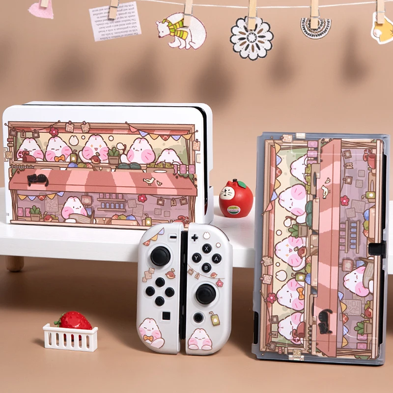 Étui lapin mignon pour Console Nintendo Switch 2 et contrôleur Joy-Con, housse rigide anti-rayures Kawaii pour coque Oled Switch