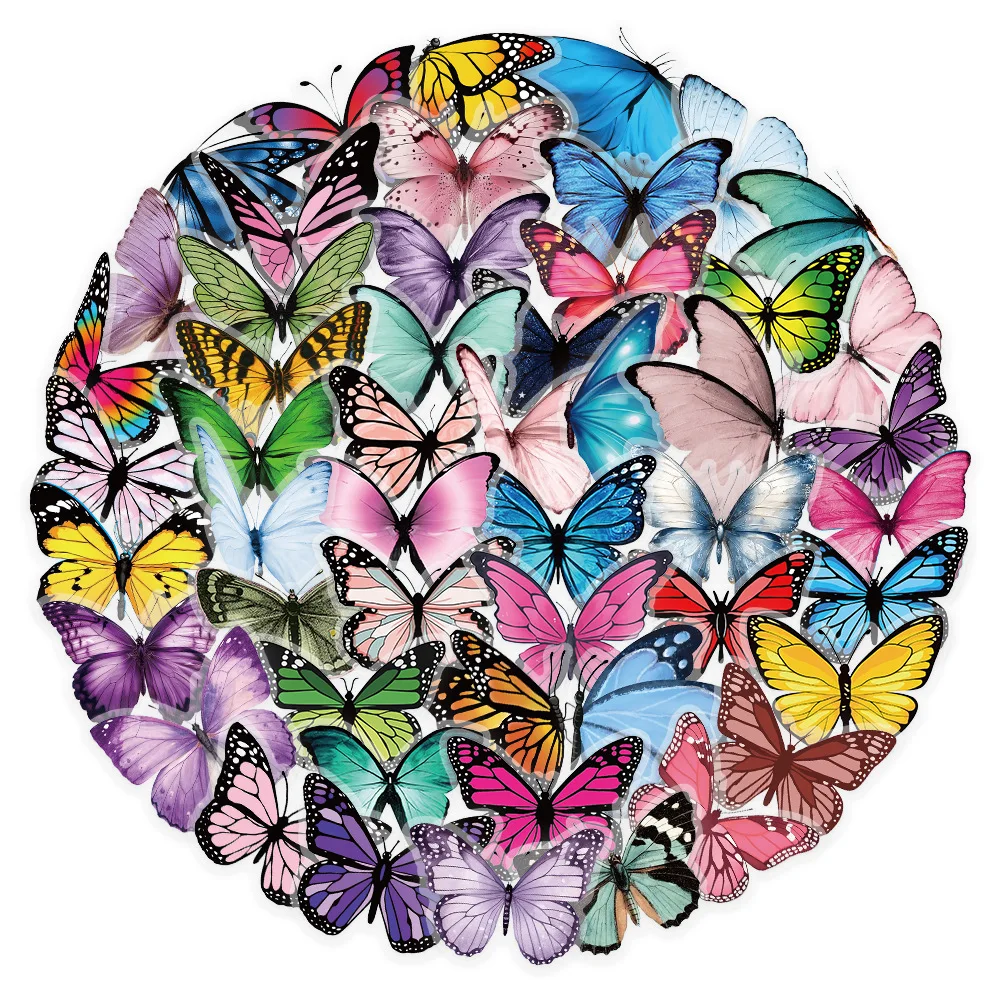 

10/30/55PCS Cartoon Colorful Butterfly Sticker Fun Creative Decorative Water Cup Laptop Suitcase Waterproof Decal Kids Toy