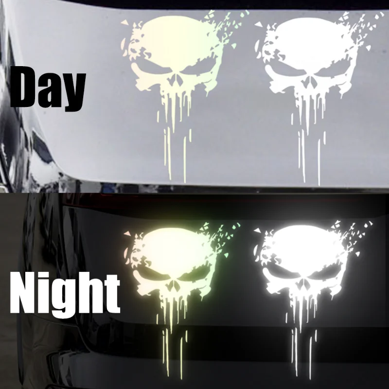 10X15Cm Auto Schedel Stickers Auto Body Decals Stickers Exterieur Decoratie Auto Styling Stickers Reflecterende Decal Motorfiets Sticker