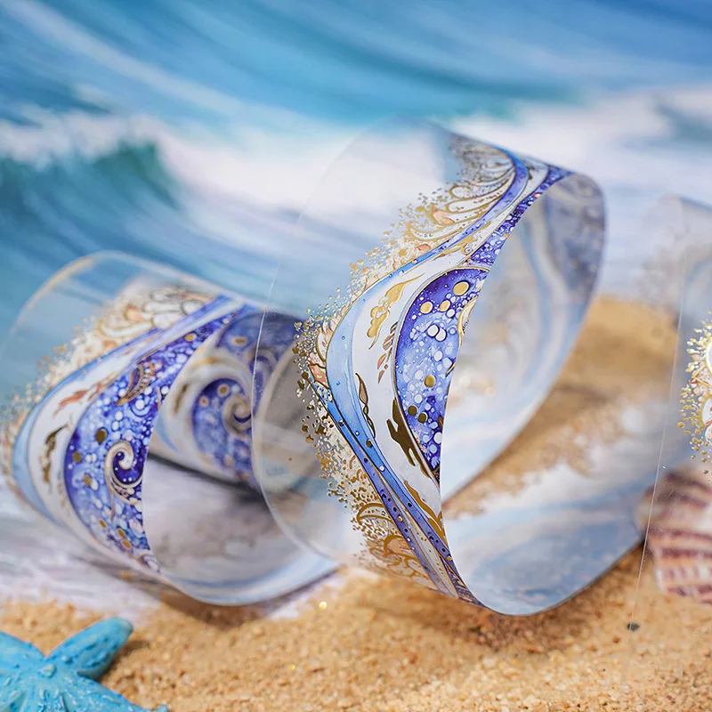 

Золотая фольгированная волнистая ПЭТ-лента, 1 шт., серия «Звездная волна» для дневников, планеров, декоденга, скрапбукинга, наклейки, водонепроницаемая, самоклеящаяся