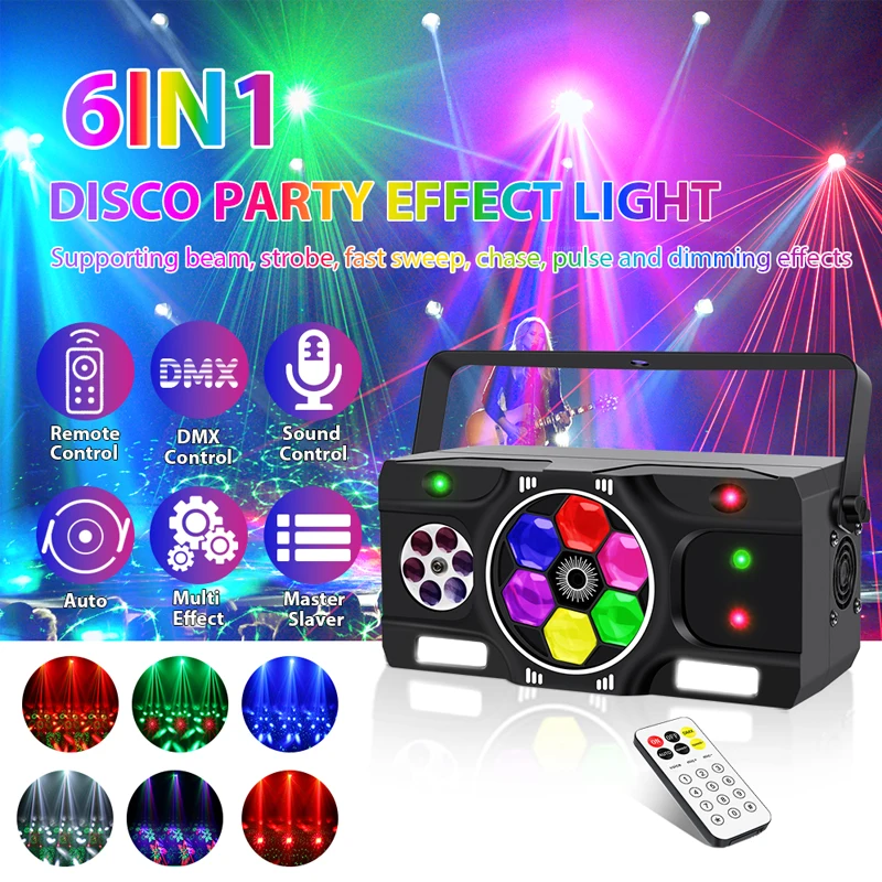80W LED RGBW LED 5in1 Bee Eye Effect Strobe Stage Light Starry Sky Night Light With Remote Control Green Red Beam Scanner Lights