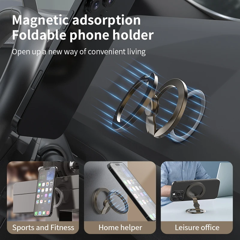 

Новый двусторонний магнитный держатель для телефона Magsafe Gym, складной портативный сильный магнит, поддержка iPhone 17, 16, 15, Xiaomi Samsung
