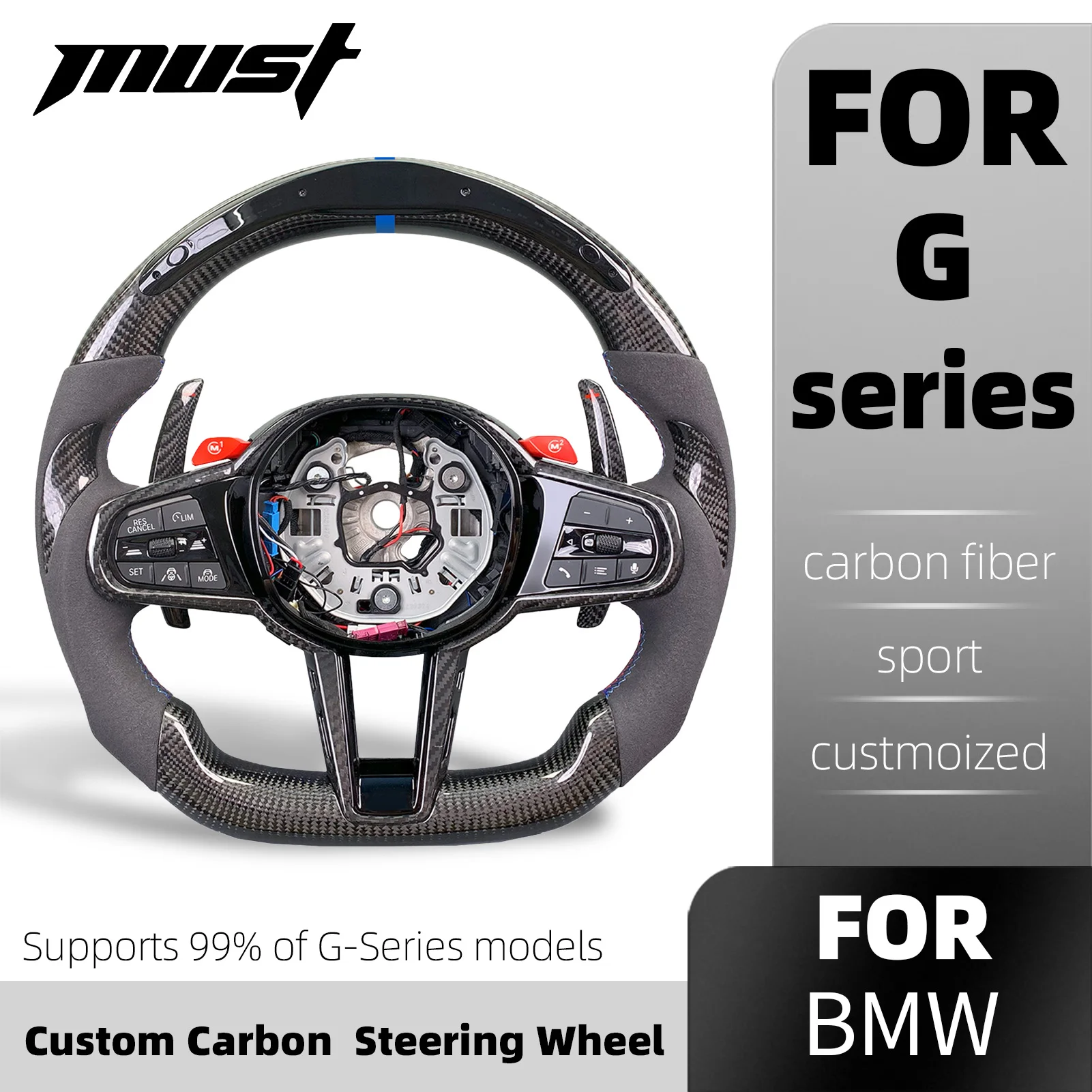 For BMW Carbon fiber steering wheel Customized  2 3 4 5 6 series G20 G30  2018-2022