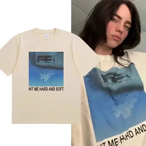 Camiseta Billie eilish 2025la misma camiseta de rap de manga corta de la marca de moda femenina me golpeó duro enel nuevoálb