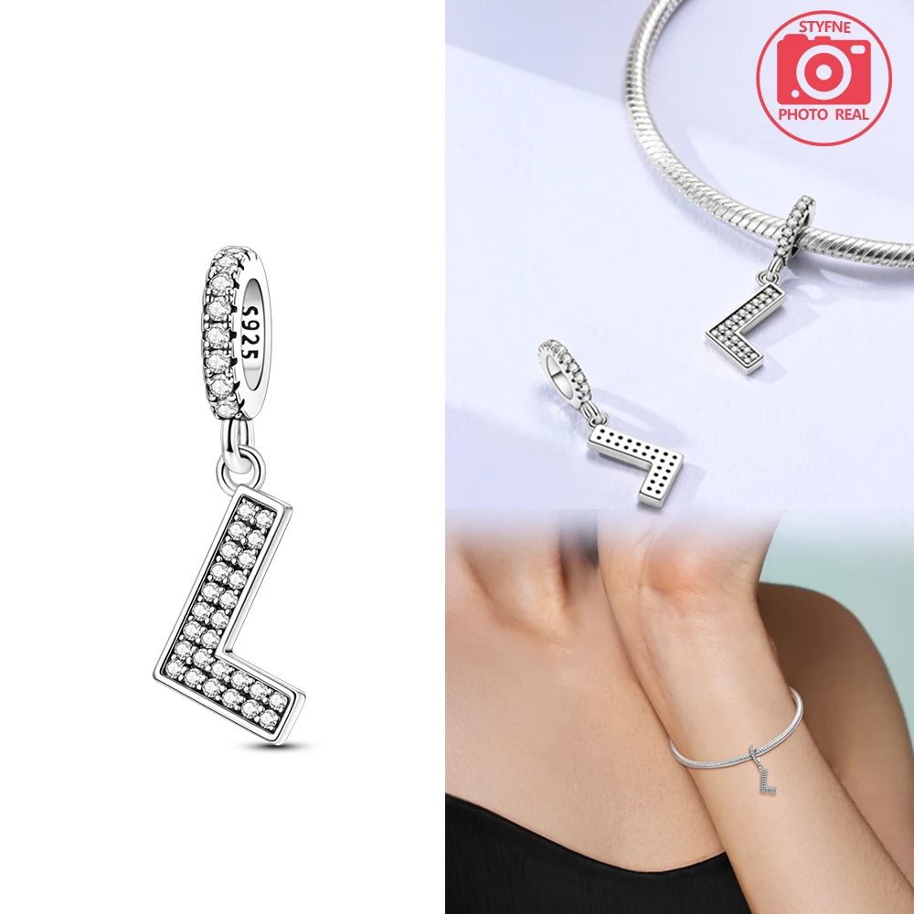 Sparkling Full Monogram Pendant Silver Colors For Charms Silver Colors Original Bracelet for Jewelry Making