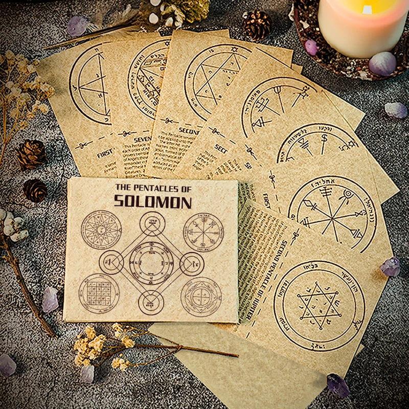 46 Pcs/Set Magic Page Writing Paper Solomon Seal Paper Solomon Pentacle Printed Writing Paper Blank Paper for Postcard Witchcraf