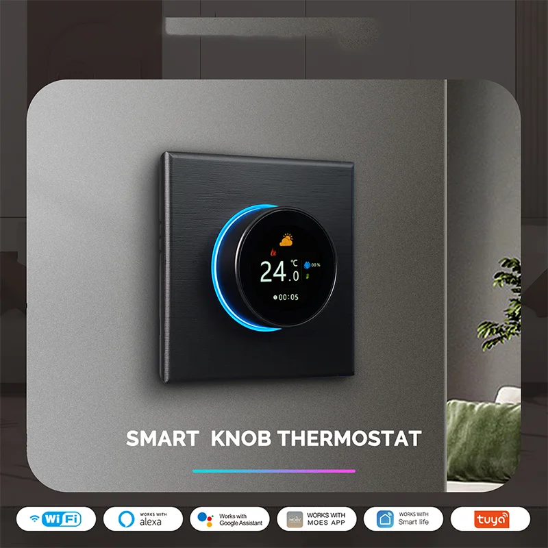 WiFi Smart Home Heating Knob Thermostat Temperature Controller for Water Gas Boiler Electric Heating Works with Alexa GoogleHome