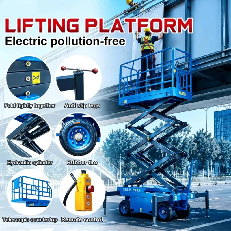 CE Approved Mobile Scissor Lift Platform Hydraulic Aerial Work Platform, Customized Electric Lifting Table