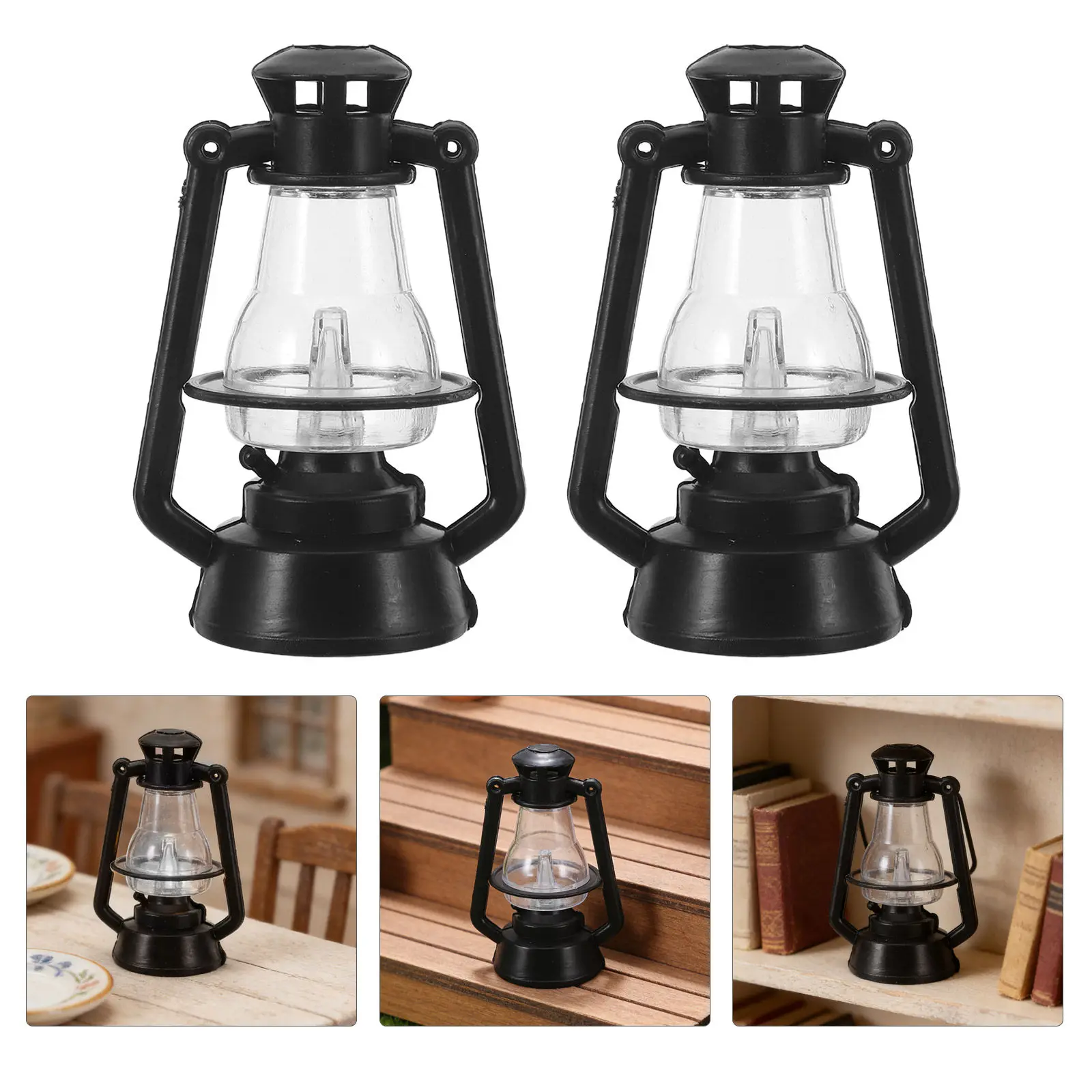 10Pcs Mini Vintage Lamps Classic Hurricane Lantern Style Miniature Lamps for Dollhouse Accessories Holiday Mini Decor
