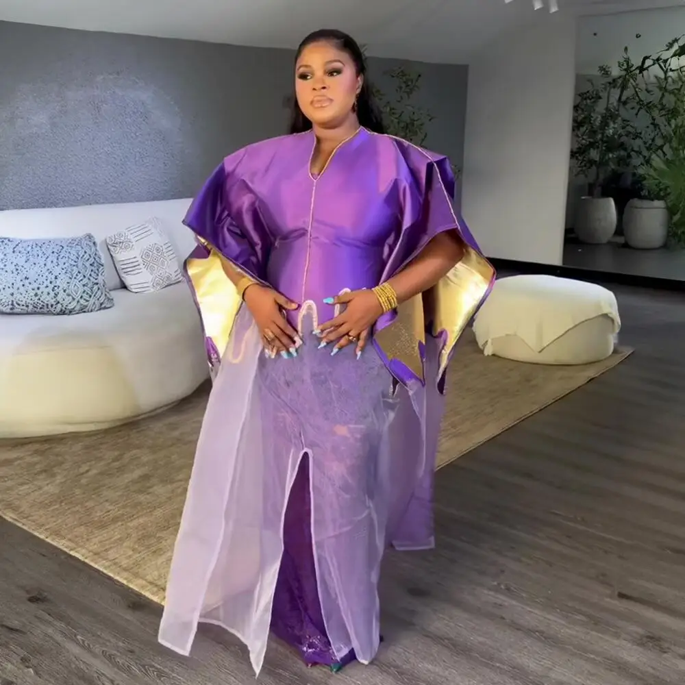 Modische Afrikanische Kleidung Boubou Damenkleid Luxuriöser Afrikanischer Stoff mit Stickerei-Dekoration Damenmode – Detail 4