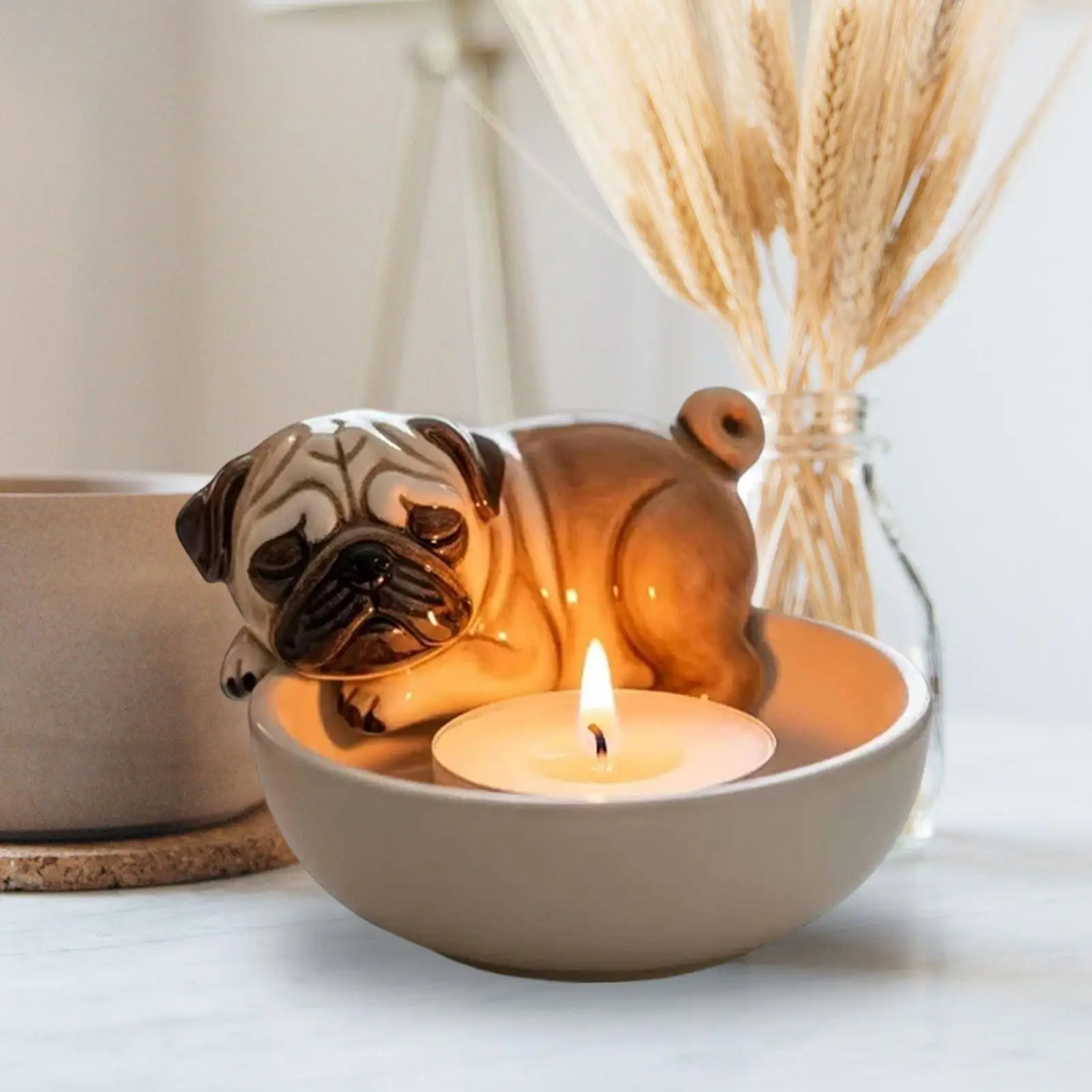 Tea Light Holders Decorative Candle Holders Dog Design Modern Candlestick for Home Kitchen Fireplace Centerpiece Event Party