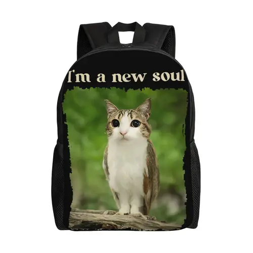 Imagen 1 del producto Mochila divertida con meme de gato y búho, mochila de poliéster para hombre, mochilas suaves para senderismo, mochilas escolares, mochila.
