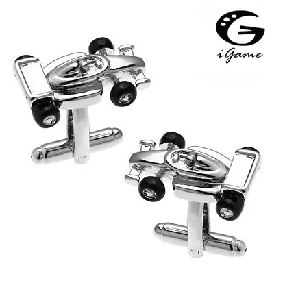 IGame Men Gift Racing Cufflinks Wholesale & Retail Silver Color Copper Material Novelty Racing Car Design