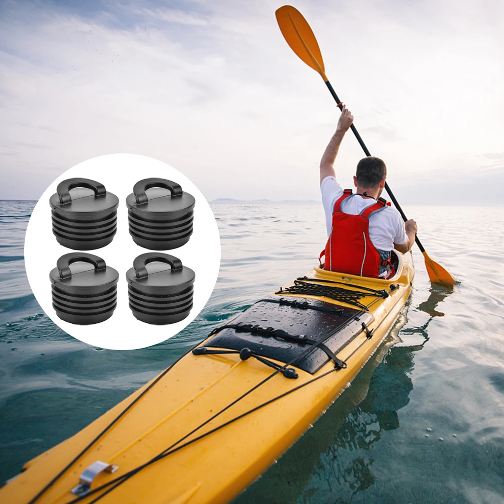 

4 Pcs Kayak Drain Plug Scupper Stoppers 31MMx36MM Black Universal Boat Accessories Waterproof Sealing Easy Installation
