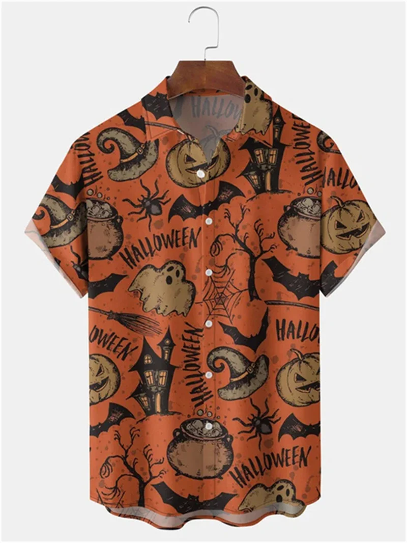 

Men's Halloween Shirt 3D Print Cool Party Shirt Man Hip Hop Oversize Men's Clothing Hawaiian Summer Beach Holiday Short Sleeve