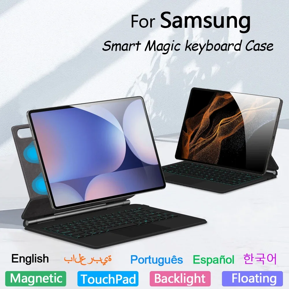 Wireless Bluetooth Keyboard Case For Samsung Galaxy Tab S9 Ultra S10 Ultra 14.6 Book Cover for Tab S8 Ultra Smart Magic Keyboard