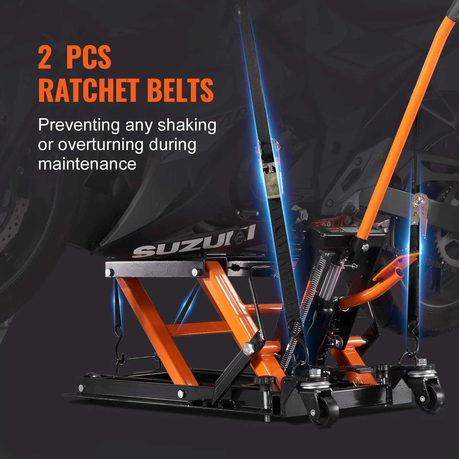 VEVOR Hydraulic Motorcycle Lift Jack, 1500 LBS Capacity ATV Scissor Lift Jack, Portable Motorcycle Lift Table with 4 Wheels