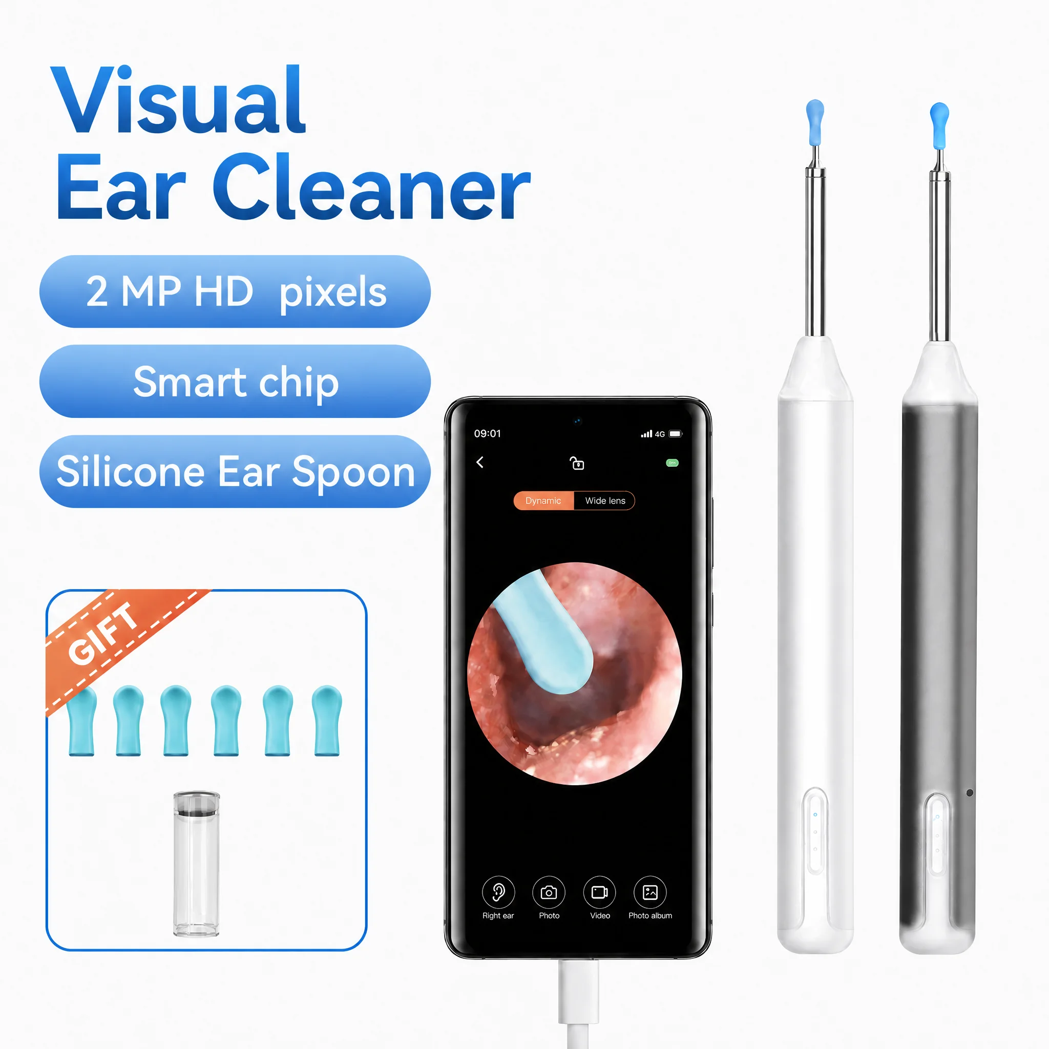 2026 Type-C Ear Wax Cleaner For iPhone 15 16 Android Smart Visual Otoscope Camera 3.9mm Ultra Slim Earpick Ear Cleaning Tools
