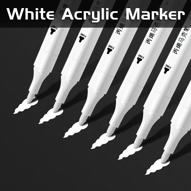 

5pcs White Acrylic Marker,Permanent Pen Art Supplies for Black Paper,Tire,Plastic,Stone,Metal,Painting for Artists,Beginners