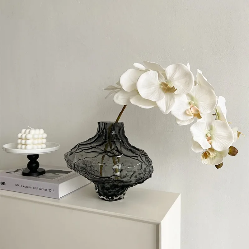 

Light Luxury Wind Valley Vase Ornament Living Room Simulation Green Plant Water Raising Flower Arrangement Crystal Glass Bottle