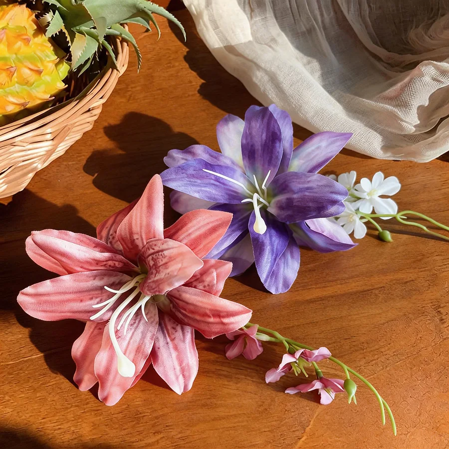 Bohemian Artificial Flower Hair Clips Women Large Romantic Calla Lily Floral Hair Barrettes Accessories Holiday Party M view 2