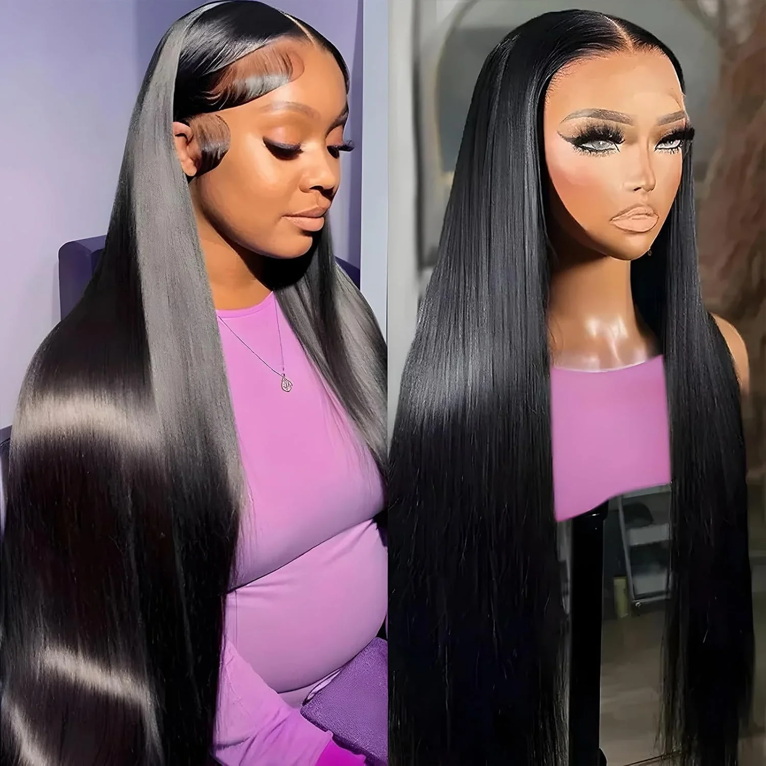 

Парик из натуральных волос с прямой текстурой, 200% плотность, 13x4, 13x6, 360 HD прозрачный кружевной фронтальный парик, 42-46 дюймов, с закрытием 7x6, предварительно выщипанные волосы