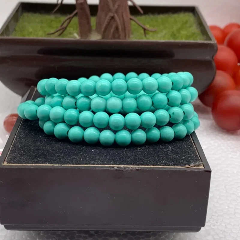 Natural Turquoise Buddha Beads Hand String Round 108 Beads Necklace Buddha Beads High Porcelain Jewelry for Men and Women